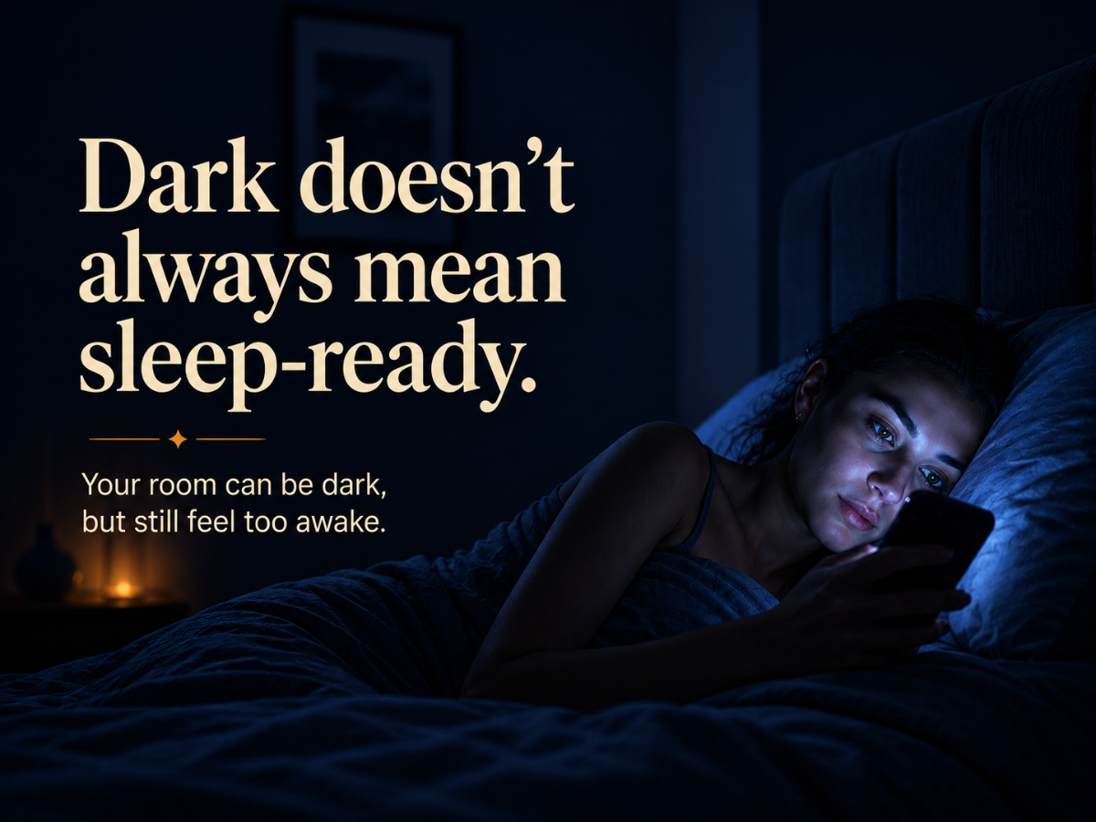 Nighttime phone glow in a dark bedroom