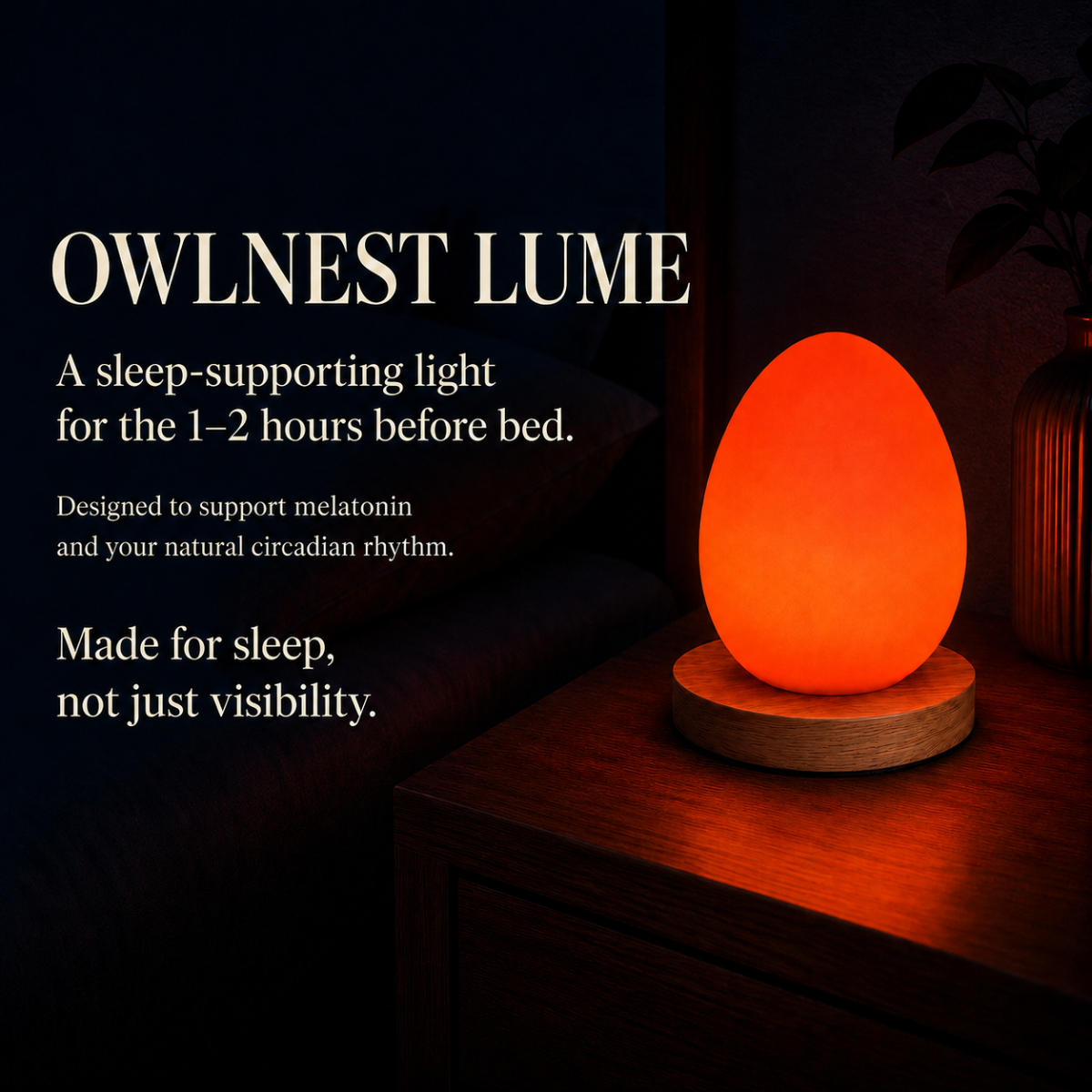 Owlnest Lume product definition as a sleep-supporting light for the 1 to 2 hours before bed