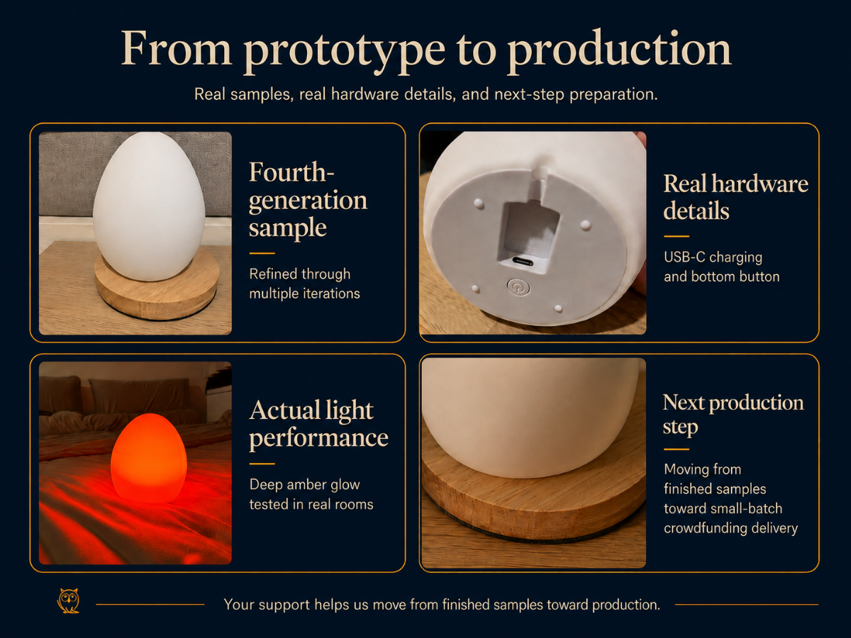 Owlnest Lume prototype to production progress with finished samples and real hardware details